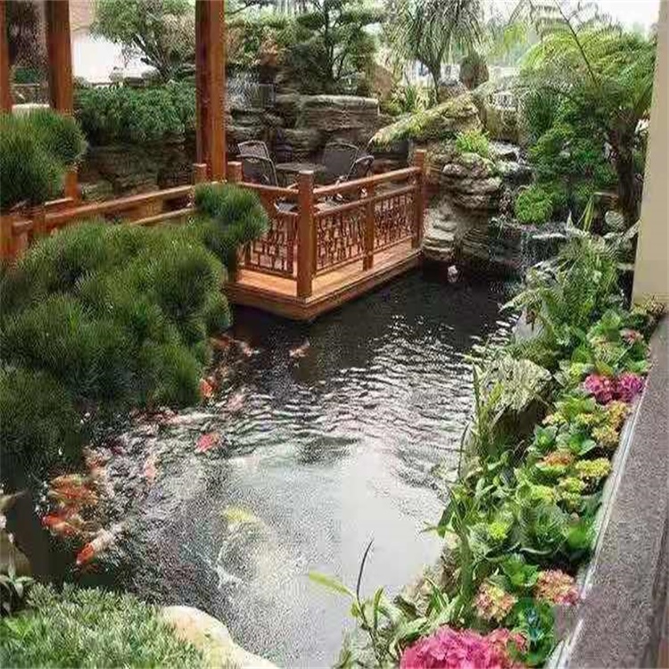 红花岗院子小鱼池假山设计